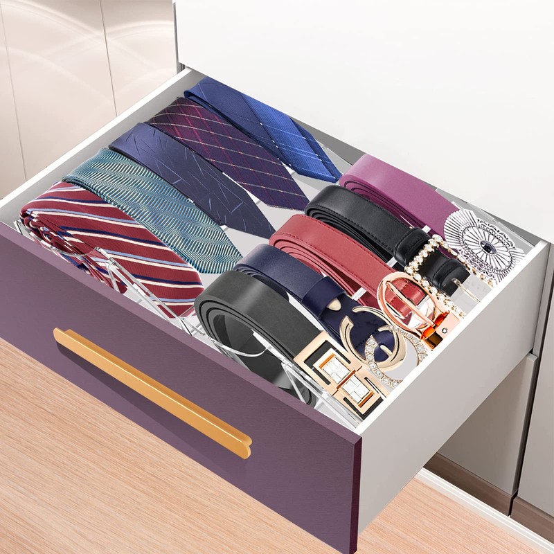 Acrylic Belt Organizer, ToyaJeco 5 Compartments Belt Storage Holder for