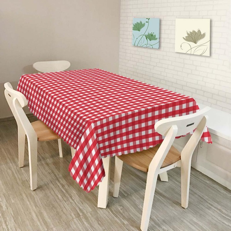 Walmsco Tablecloth Red White Plaid Decor For Dining Room Kitchen