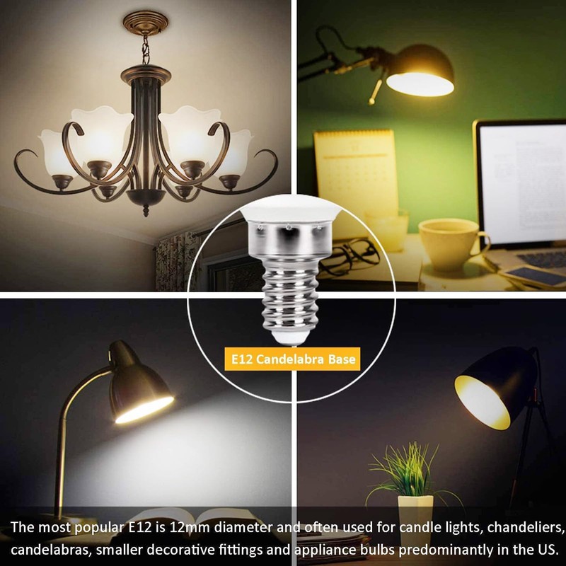 E12 LED Candelabra Light Bulbs 5W, Set of 6 Color