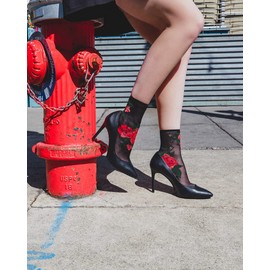 MeMoi Beauty Rose Garden Sheer See-Through Ankle Socks Alloy One Size