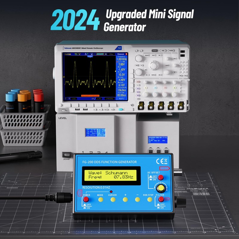 1Hz-500kHz DDS Signal Generator with Schumann Resonator, Portable Multifunction Waveform