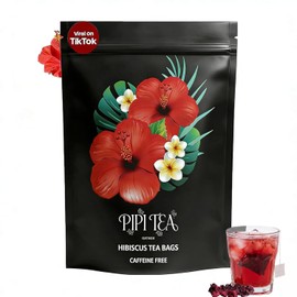 Pipi Tea Hibiscus Tea Bags,PiPi Tea Organic Hibiscus Tea Bags | 100% Natural,Caffeine-Free,Tart & Refreshing,30 Bags (1PCSA)