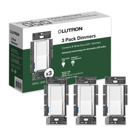 Lutron Diva LED+ Dimmer Switch for Dimmable LED, Halogen and Incandescent Bulbs, 150W/Single-Pole or 3-Way, DVCL-153P-WH-3-A, White (3-Pack)
