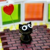 かわいい 猫 手作り ガラス細工 ハート黒ねこ CYK729