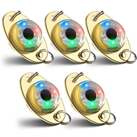 Skylety 5 Pieces LED Fishing Lures Lighted Fishing Spoons Underwater Flasher Bass Halibut Flasher Saltwater Trolling Deep Drop LED Lighted Bait Flasher