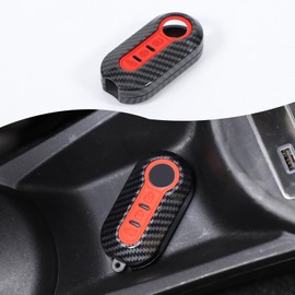 Car Key Cover Shell Fit for Fiat 500 Abarth 595 695/Bravo Car Key Case Keyless Smart Card Case Holder Protective Key Fob Cover Key Fob Case ABS (Red)