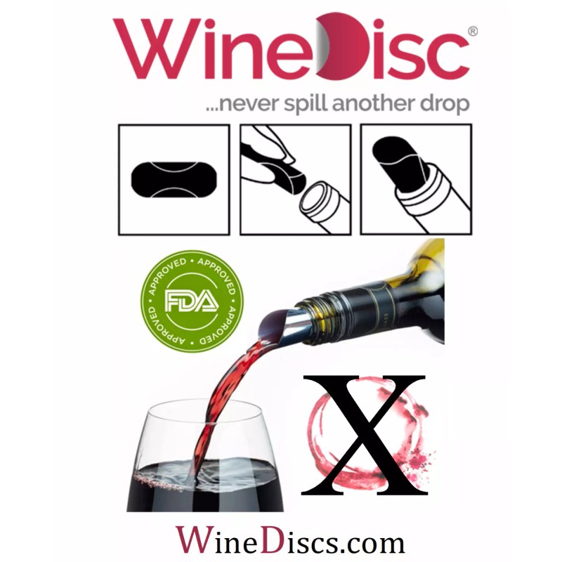 WineDisc 6 individually wrapped colorfully printed flexible Wine Disc pourers
