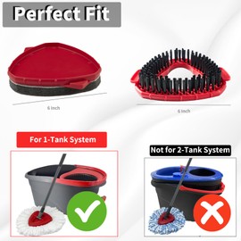 Scrub Brush Attachment Head Compatible with O Cedar Spin Mop 1 Tank System, Include 1 Stiff Bristle Floor Scrubber Brush Head and 1 Spong Tub Tile Brush Replacement Heads for Ocedar EasyWring Spin Mop