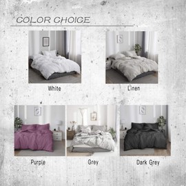 Simple&Opulence 100% Linen Duvet Cover Set with Washed-Belgian Flax-3 Pieces Solid Color Basic Style Bedding Set-Breathable Soft Comforter Cover with 2 Pillowshams(Queen,Light Grey)