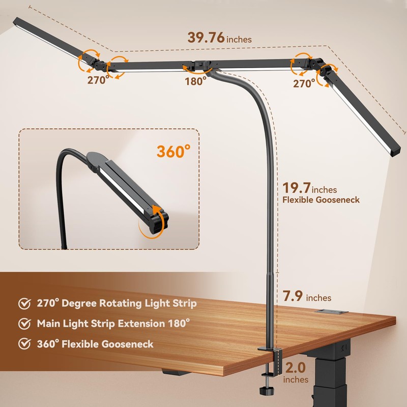 Pzloz Led Desk Lamps for Home Office - Eye Caring