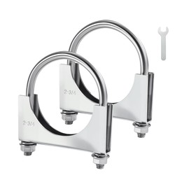 EVIL ENERGY 2.75" Heavy Duty U Bolt Exhaust Clamp, 2 3/4 Inch Stainless Steel U Muffler Clamps, Saddle Style, 2PCS