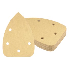 Kozelo 18pcs Mouse Detail Sander Sandpaper - [5-Hole 100 Grit] Aluminum Oxide Triangle Hook and Loop Sanding Pads Sheet for Sanding and Polishing Wood Furniture Metal Use