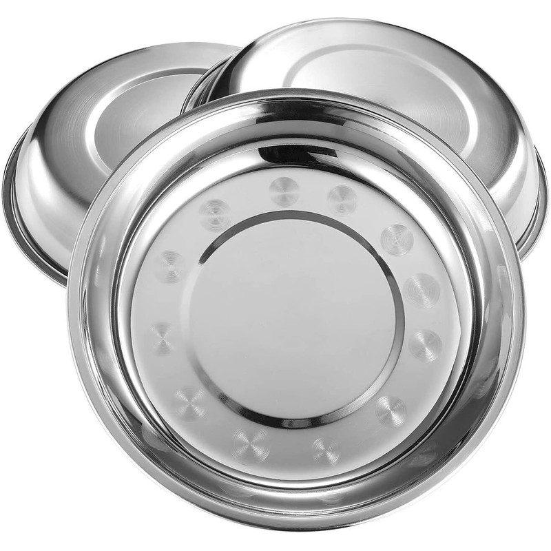 Tsyware 24x Unbreakable Stainless Steel Round Plates 7" Dinner Plate
