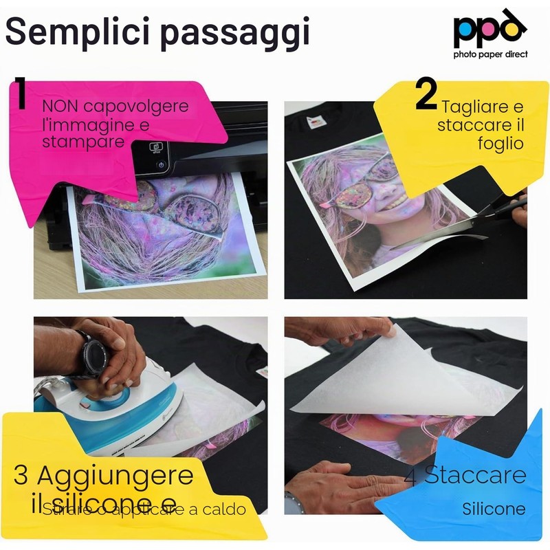 PPD A4 10 Fogli Di Carta Trasferibile Termoadesiva Professionale Inkjet