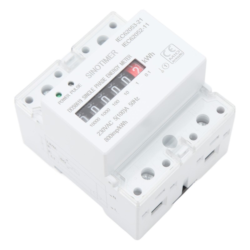 Electricity Watt Hour Meter Dual Color LED Indicator Rail Mount