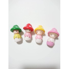 Set of 4 Miniature Mushroom Dolls Terranium Gardening Moss Doll House Figurine Figurine Diorama