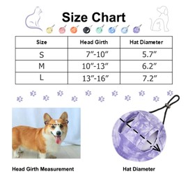 HDKUW Dog Bucket Hats, Dog Round Cap with Ear Hole, Adjustable Outdoor Travel Sun Protection Sport Hat for Cat Small Medium Dogs Purple L