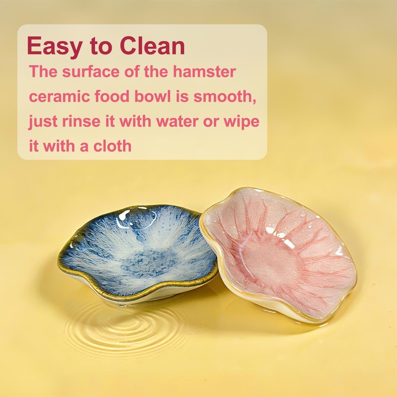 4PCS Ceramic Hamster Food Dish,Lotus Leaf Guinea Pig Food Bowls