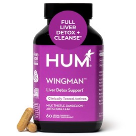 HUM Wing Man Liver Support Supplement with Milk Thistle, Dandelion Root Powder & Artichoke Leaf Extract For Liver Health & Function Support, Milk Thistle Supplement Helps Flush Out Toxins, 60 Capsules
