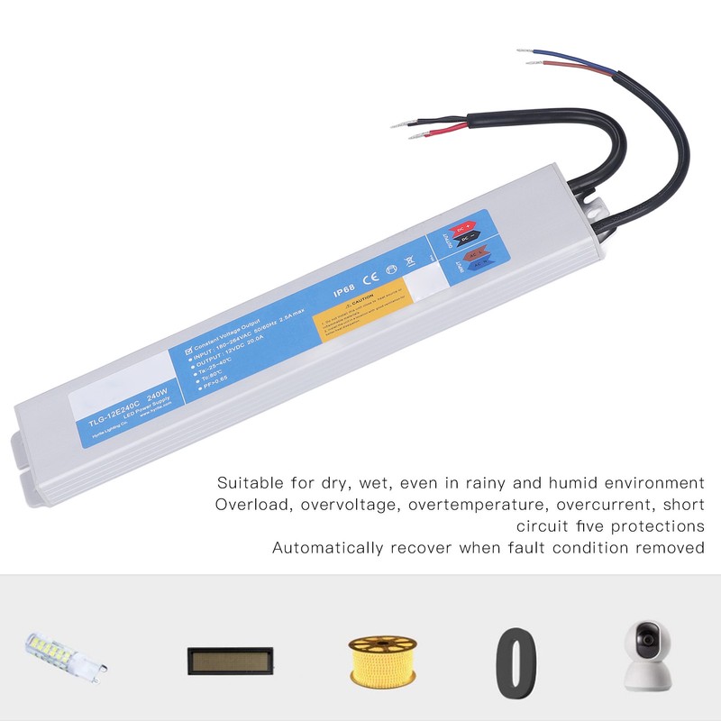 LED Power Supply Waterproof Driver 180‑264VAC to DC Converter Transformer