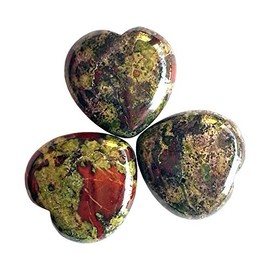 Manekieko 3 Pieces Natural Gelpiso Dragon Blood Pocket Palm Thumb Healing Crystal Heart Love Spring Stones, 25 mm Reiki Balance Crystal and Healing Stones