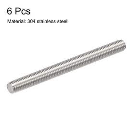 sourcing map 6Pcs M8 x 90mm Fully Threaded Rod 304 Stainless Steel Right Hand Threads