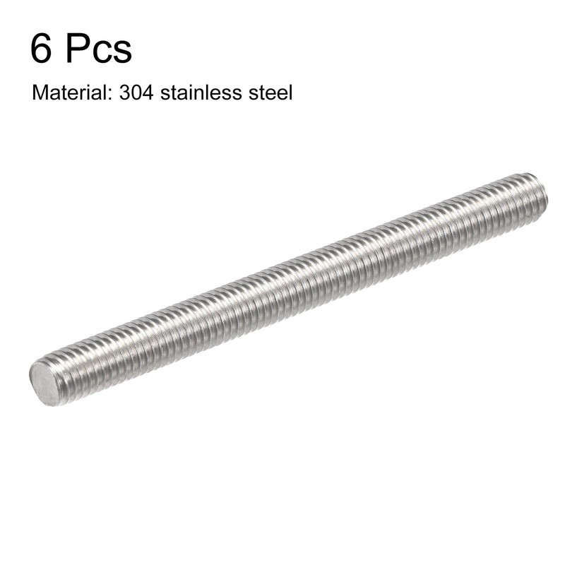 sourcing map 6Pcs M8 x 90mm Fully Threaded Rod 304