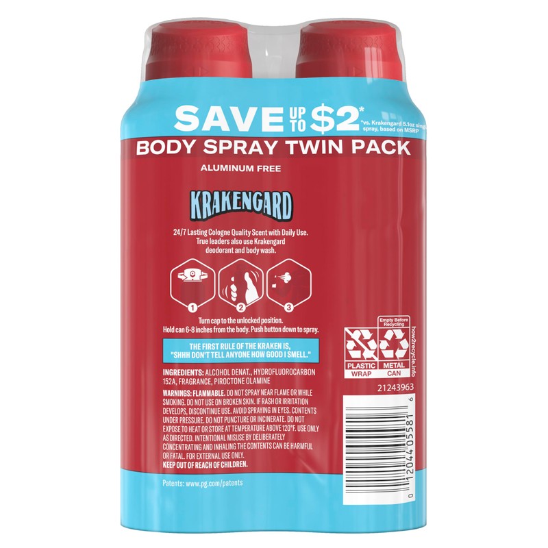Old Spice Aluminum Free Body Spray for Men, 24/7 Odor