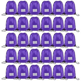 30 Pack Drawstring Bags,Bulk Draw String Backpack, DIY Gym Sports Cinch Bag Sackpack for Women Men, Purple