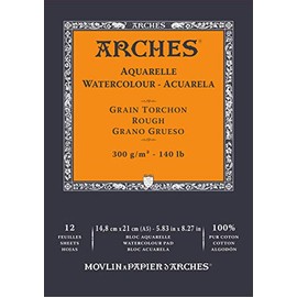 ARCHES A1795100 Block Enc 14.8 x 21 12H Watercolours 100% Thick 300 g White Natural White