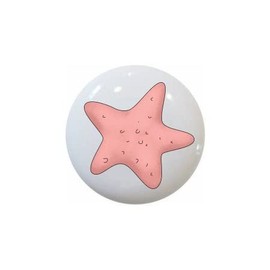 STARFISH STAR FISH - Flippin' Out Whimsical Sea - DECORATIVE Glossy CERAMIC Drawer PULL Dresser KNOB