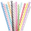 Dakoufish 12 Piece 7 Inch Reusable Plastic Thick Drinking Straws BPA Free Mason Jar Straws Transparent Small Stripe (7inch, Mix 12color)