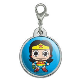 GRAPHICS & MORE Wonder Woman Cute Chibi Chrome Plated Metal Pet Dog Cat ID Tag