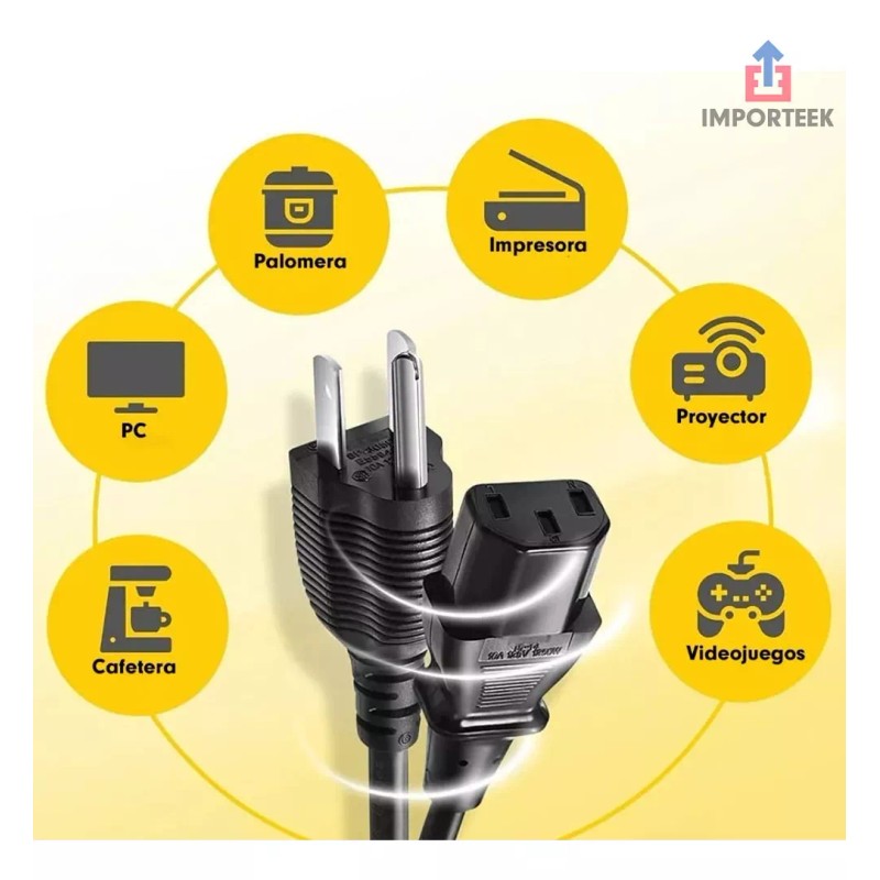 Importeek 5pz Cable Fuente Poder Corriente Monitor Computadora Pc Cpu