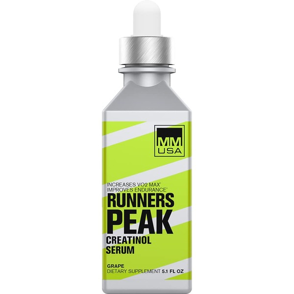 MMUSA Runners Peak Creatine Serum: Top Pre-Workout For Running, Endurance & Strength. Reduces Lactic Acid. Natural Energy from Guarana. Fortified with L-Carnitine & L-Glutamine. Grape, 5.1 Fl Oz