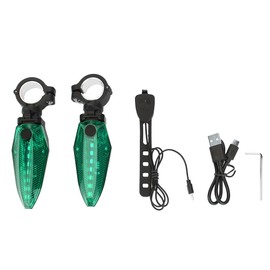 One Pair Waterproof LED Bicycle Handlebar Grips Light Anti thief Bike Horns Warning Lamp(Green)