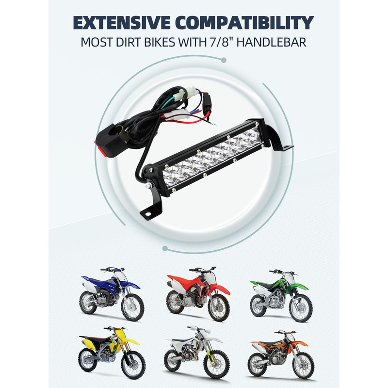 Dirt Bike Light Bar,60W 2500LM Motorcycle Headlight Light Bar Plug-Play