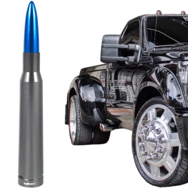 VMS RACING Gunmetal & Blue Short Bullet Antenna Ford F150