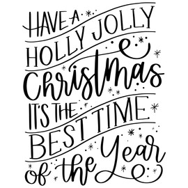 Christmas Holiday Word Phrases Sentiment Wooden Stamp with Handle, Rubber Stamp for DIY Card Making, Crafting, Scrapbooking or Journaling, Calligraphy Word Art Merry Christmas (Design #8)