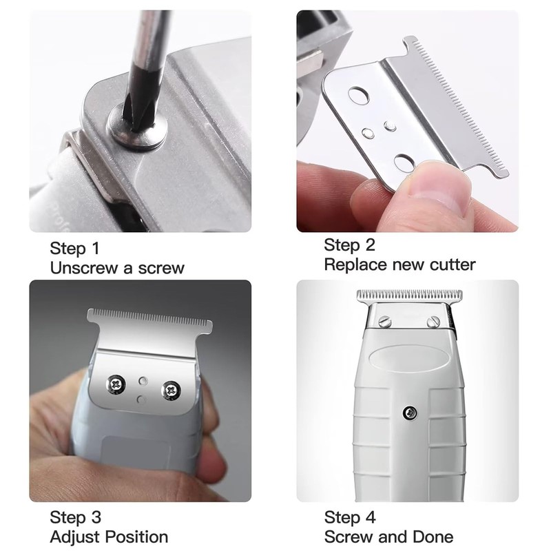 Zafina-UP 2 Pack Silver Replacement Blades Compatible for Andis T-Out-liners