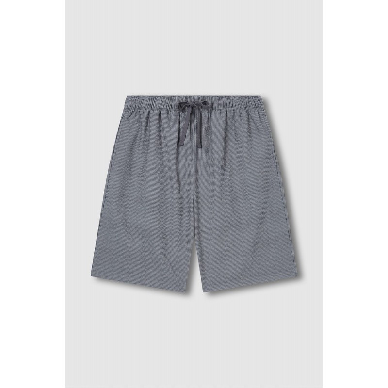 JAJU [JAJU] Men's Cotton Seersucker 5-Length Lounge Pants_Dark Gray