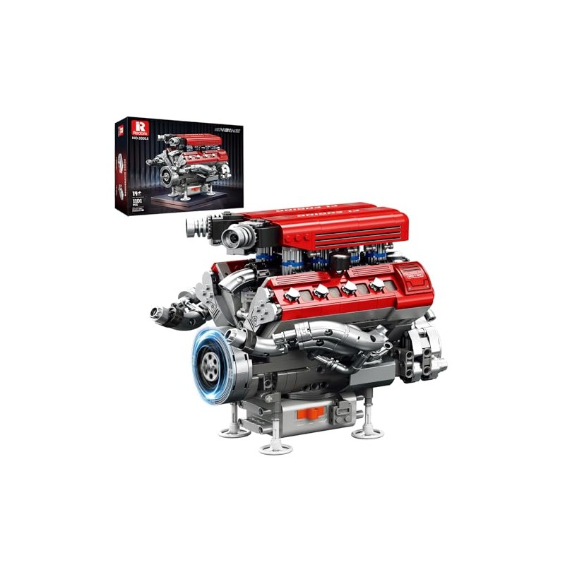 Reobrix V8 Engine Model Kit that Runs, 1101 PCS 8-Cylinder