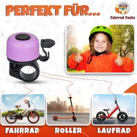 Children's Bicycle Bell - Purple - Colourful Bicycle Bell Girls, Bicycle Bell Children's Bike, Bell Bicycle Children and Balance Bike - Rings Loud, Easy Assembly