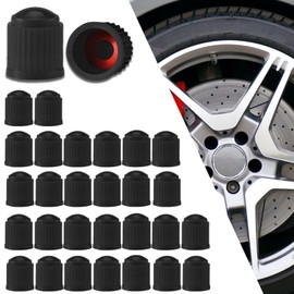 Piburth Tire Stem Valve Caps with O Rubber Ring, Dustproof Airtight Seal Wheel Stem Covers, Universal Accessories for Cars, SUVs, Bicycles,Trucks and Motorcycles (Black, 30PCS)