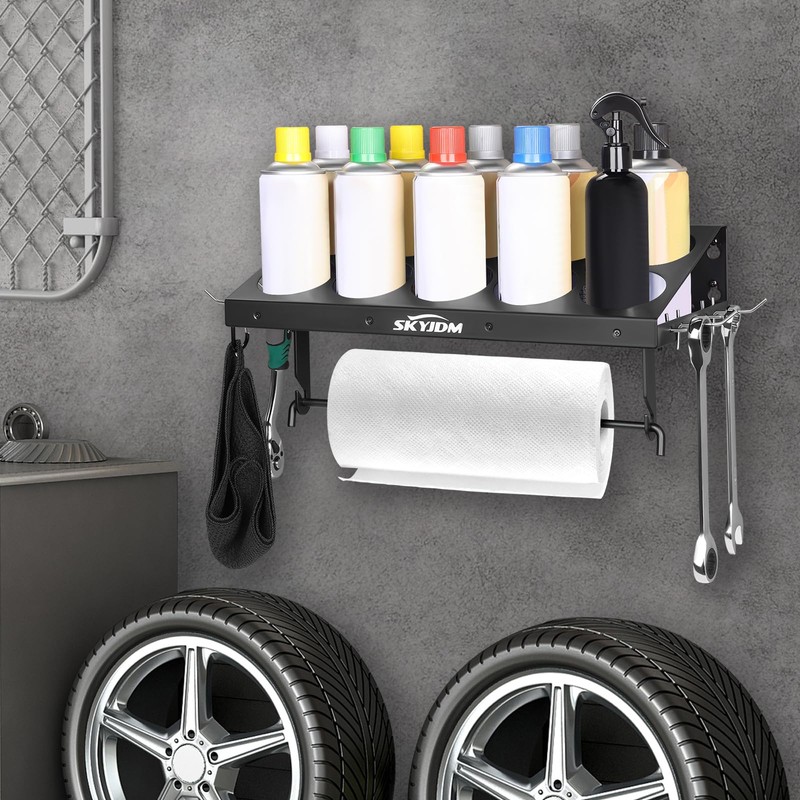 SKYJDM 10 Aerosol Spray Can Holder with Paper Towel Holder