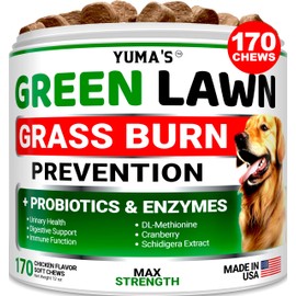 YUMA'S Dog Urine Neutralizer for Lawn - 170 Chews - Advanced Grass Green Savers for Dog Urine - Canine Pee Grass Neutralizer Supplement - Green Lawn Treats with Probiotics and Digestive Enzymes