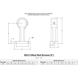 Hollaender 55-5-5 Offset (2.13”") Wall Bracket Aluminum Magnesium 3/4 IPS (1.09"