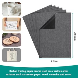100 Sheets Transfer and Copy Paper, A4 Black Carbon Tracing Paper for Wood, Carbon Paper for Tracing, Graphite Paper, Copy Paper, 21 x 29.7 cm