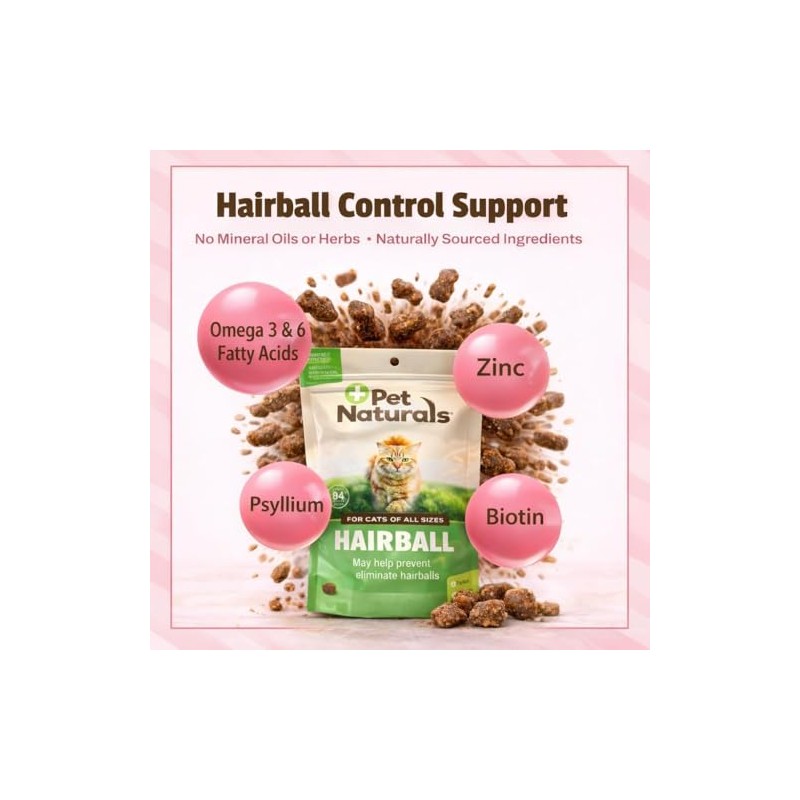 Suplemento Gatos Hairball Chew Control Bolas de Pelo y Salud