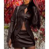 xxxiticat Women's Faux Leather Skirt Co-Ords Zipper Down Hollow Out